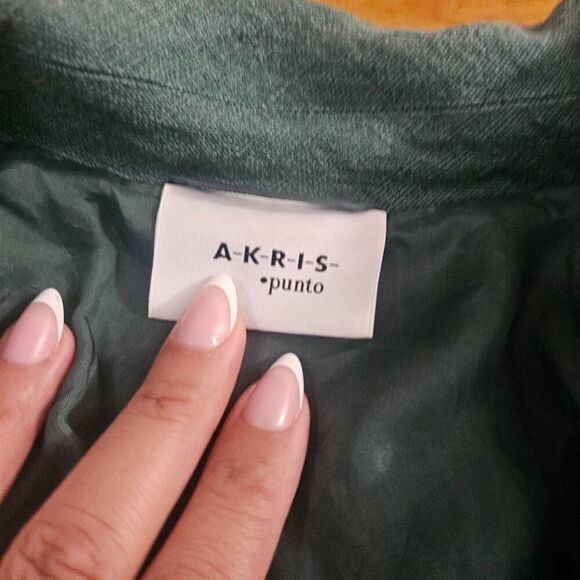 Akris Punto Linen Blazer Jacket Womens Size 6 Green - Picture 4 of 16